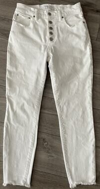 Lucky Brand Women’s High Rise Skinny Jeans White Button Fly Raw Hem